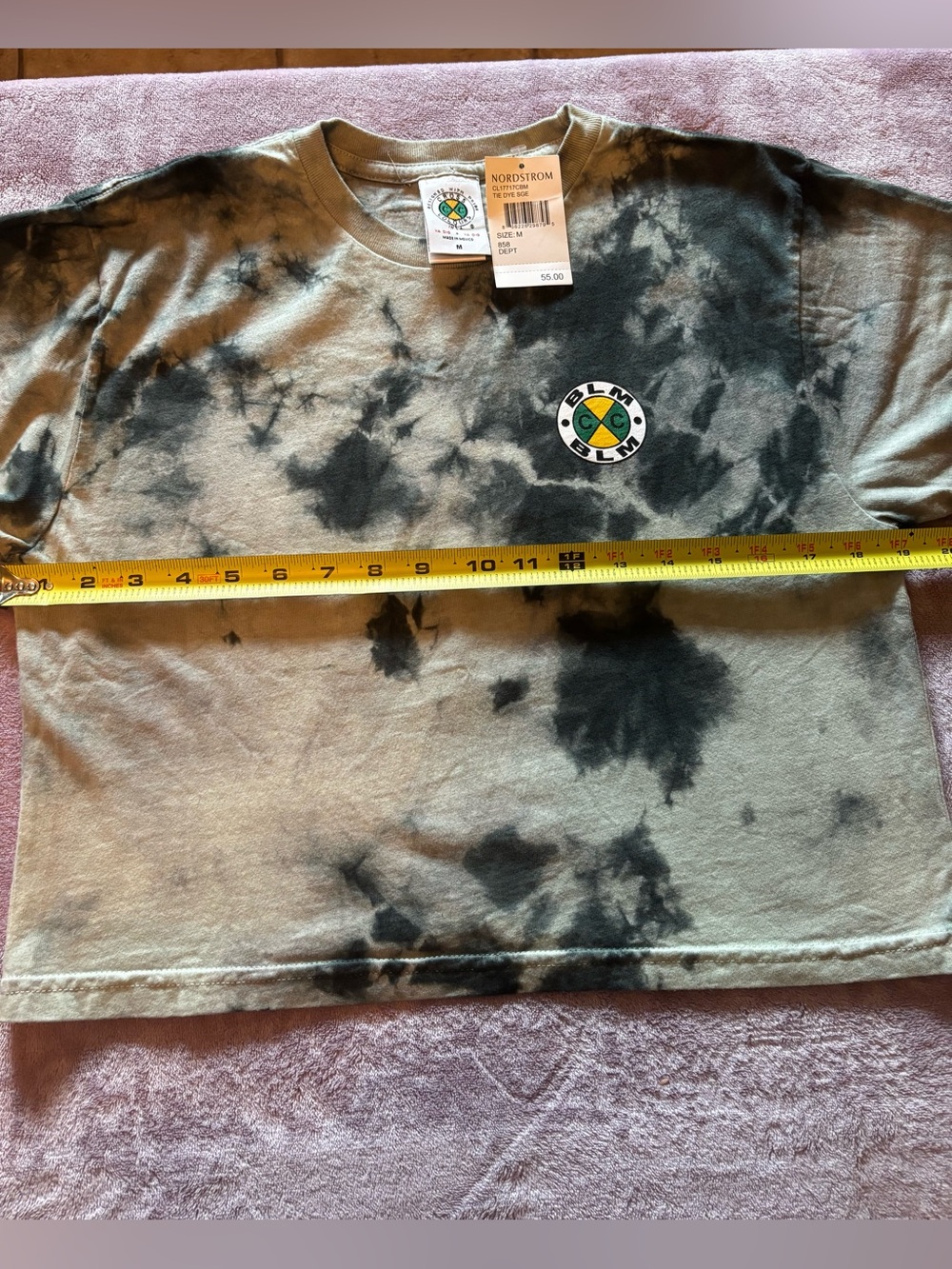 Cross Colours BLM Tie Dye Sage Crop Top Grey Green Nordstrom CL1717CBM Mens M - Picture 4 of 5